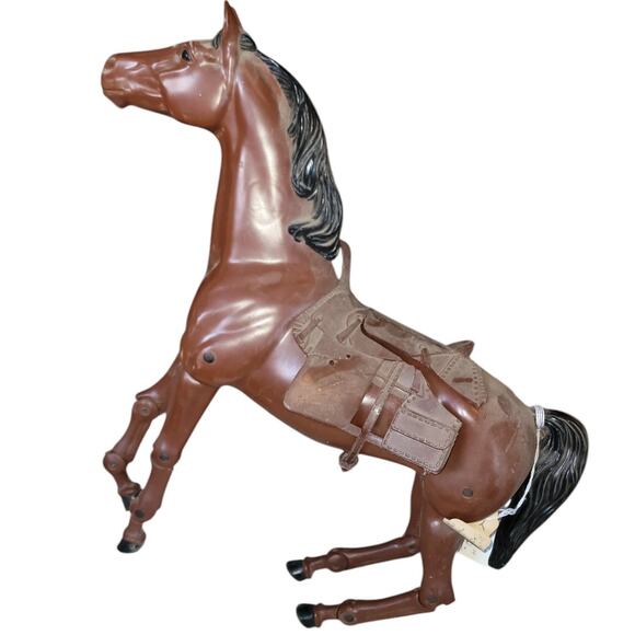 12" Vintage Model Dark Bay Horse W/Jointed Legs, Saddle ~Painted Mane & Tail - Picture 4 of 8
